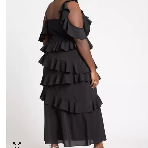 ELOQUII Asym Ruffle Maxi Dress Sz 14 - Picture 2 of 8